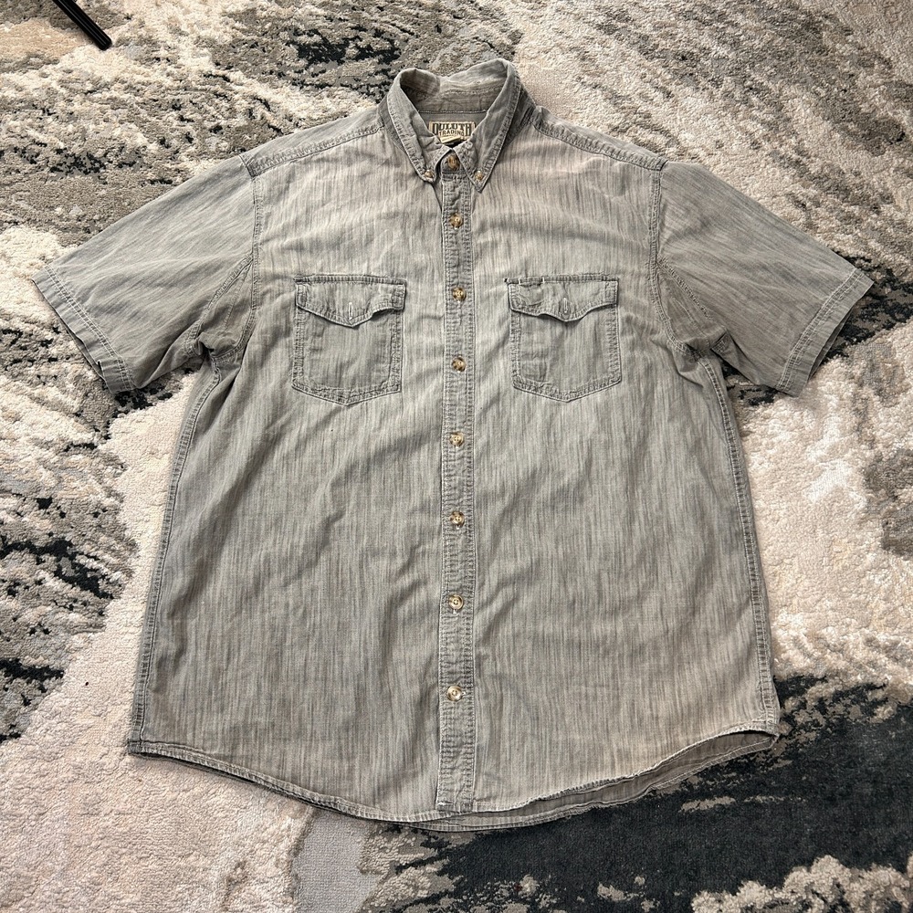 Duluth Shirt Mens Extra Large‎ Tall Gray Heathered Cotton Round Hem Button Down